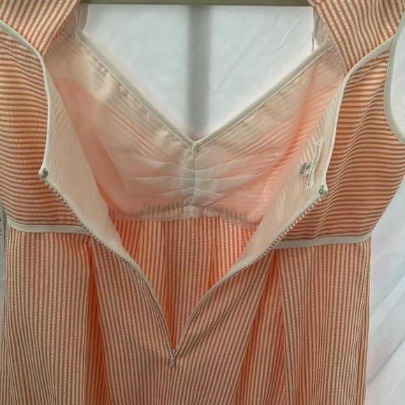 London Times: Apricot/white stripped Dress- back zip- open back- size 10 - Picture 13 of 16